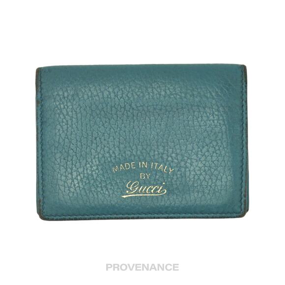 🔴 Gucci Pocket Organizer Wallet - Turquoise Tumbled Leather - Picture 1 of 7